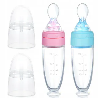 AOLSO Siliconen Voedingsdispenser Baby 2 Stuks Lepel Fles Feeder — miniatuur 1
