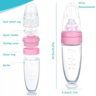 AOLSO Siliconen Voedingsdispenser Baby 2 Stuks Lepel Fles Feeder — miniatuur 2