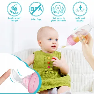 AOLSO Siliconen Voedingsdispenser Baby 2 Stuks Lepel Fles Feeder — miniatuur 3