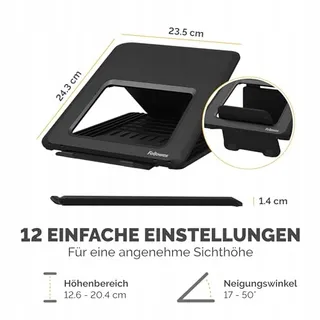 FELLOWES Verstelbare Laptopstandaard voor Kantoor en Thuis Zwart — miniatuur 4