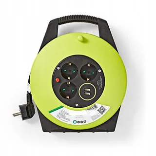 NEDIS Kabelhaspel 10m 3000W 16A Groen Zwart 230V — miniatuur 3