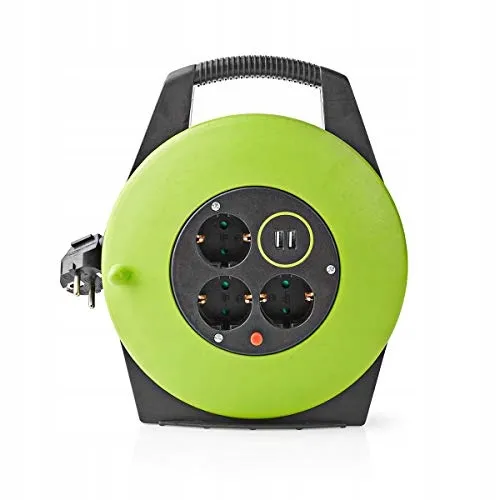 NEDIS Kabelhaspel 10m 3000W 16A Groen Zwart 230V — foto 1