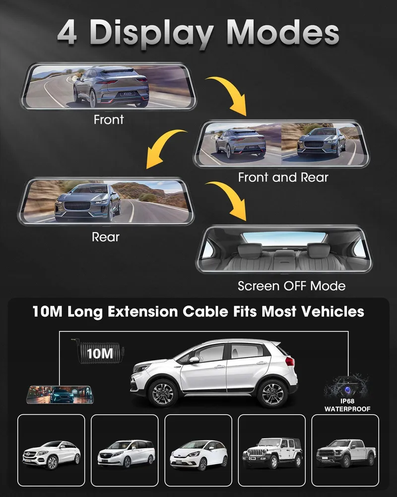 SPIGEL Dashcam Dual 1080P Voor Achter 10" IPS Scherm — foto 7