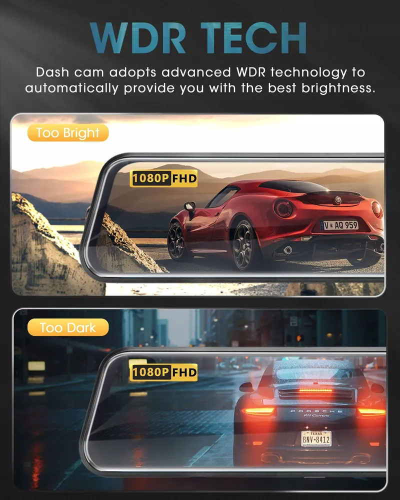 SPIGEL Dashcam Dual 1080P Voor Achter 10" IPS Scherm — foto 3