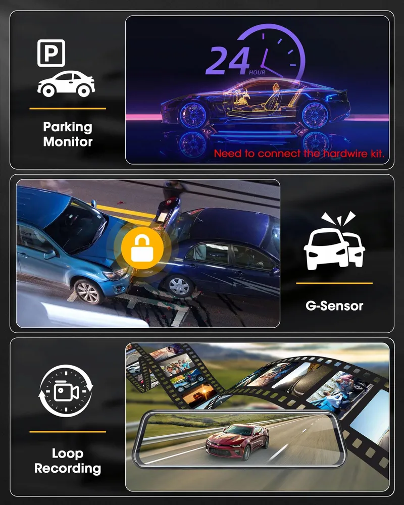 SPIGEL Dashcam Dual 1080P Voor Achter 10" IPS Scherm — foto 8