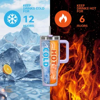 WATERSY Thermosbeker 891ml Roestvrij Staal Handvat Rietje Paars — miniatuur 6