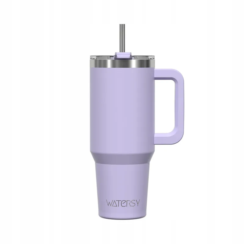 WATERSY Thermosbeker 891ml Roestvrij Staal Handvat Rietje Paars — foto 1