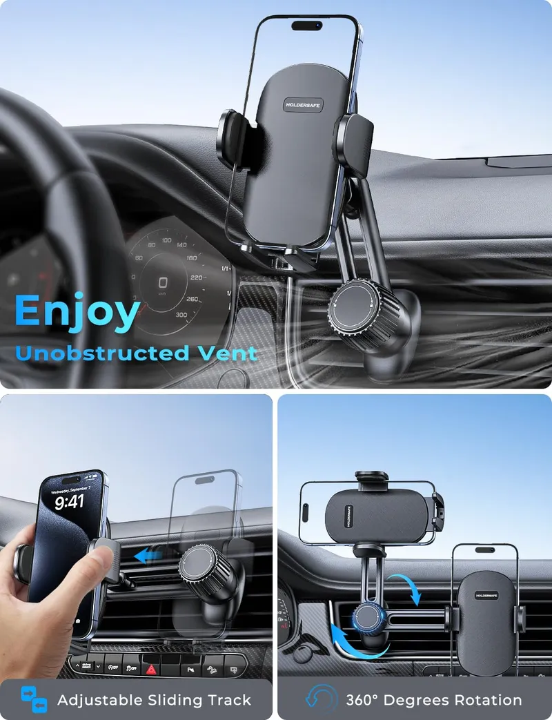 Autohouder Telefoon Ventilatierooster 360° Draaibaar — foto 3