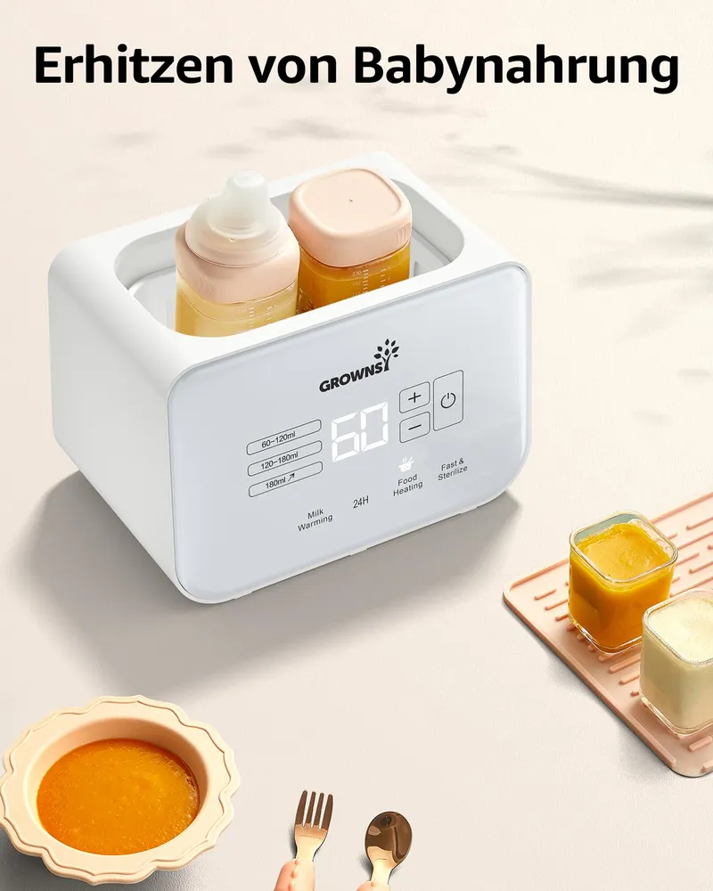 GROWNSY Flessenwarmer Baby Sterilisator 8-in-1 LCD BPA-vrij — foto 4
