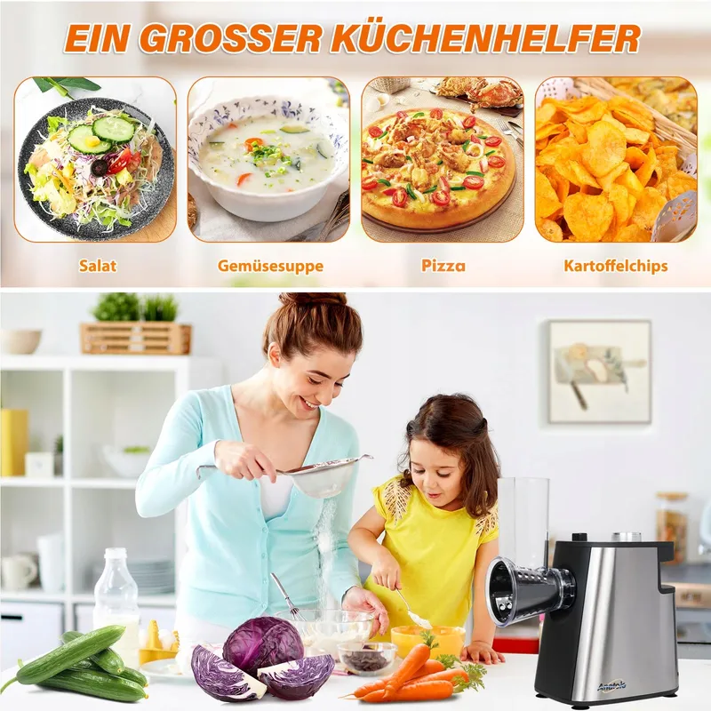 ANATOLE Elektrische Groentesnijder Kaasrasp 250W 5 Messen 220V — foto 7