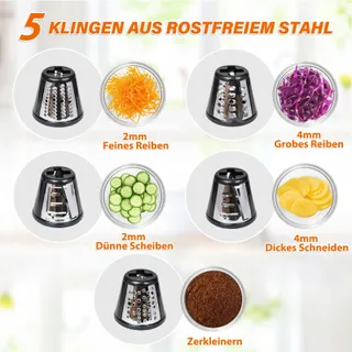 ANATOLE Elektrische Groentesnijder Kaasrasp 250W 5 Messen 220V — miniatuur 2