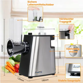 ANATOLE Elektrische Groentesnijder Kaasrasp 250W 5 Messen 220V — miniatuur 4