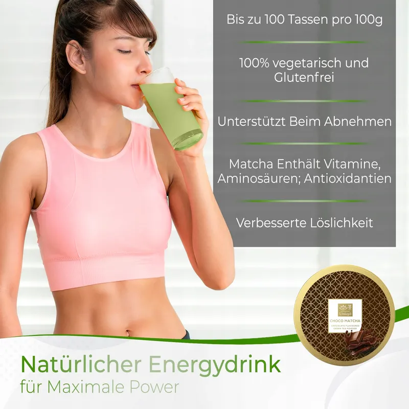 TEA UNIQO Choco Matcha Poeder voor IJs Latte Shakes Bakken — foto 4
