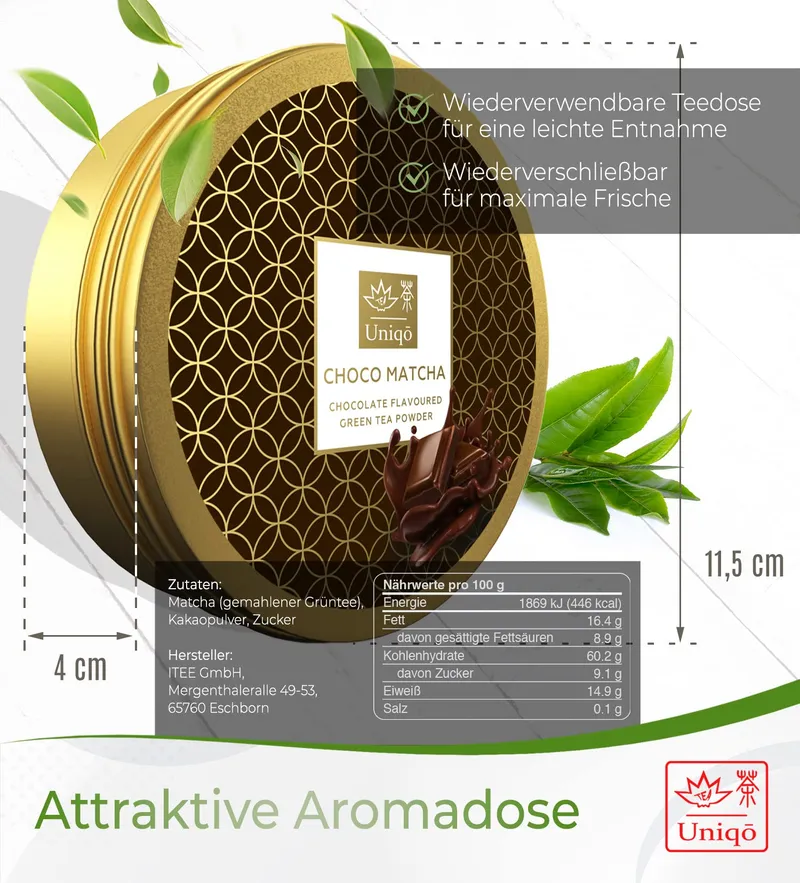 TEA UNIQO Choco Matcha Poeder voor IJs Latte Shakes Bakken — foto 6