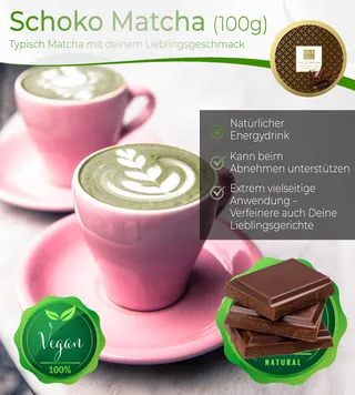 TEA UNIQO Choco Matcha Poeder voor IJs Latte Shakes Bakken — miniatuur 2