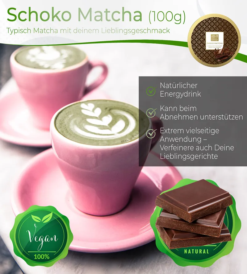 TEA UNIQO Choco Matcha Poeder voor IJs Latte Shakes Bakken — foto 2