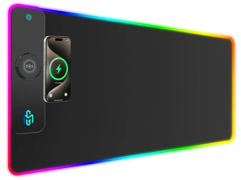 RGB GAMING Muismat LED Qi 900x400mm Snelladen — foto 1