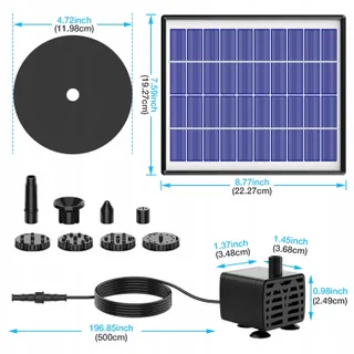 AISITIN Solar Fontein 6.5W Ingebouwde Batterij 1500mAh Tuin — miniatuur 2