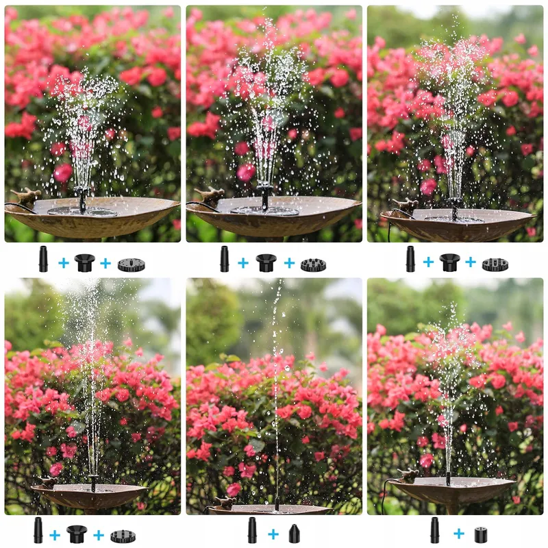 AISITIN Solar Fontein 6.5W Ingebouwde Batterij 1500mAh Tuin — foto 5
