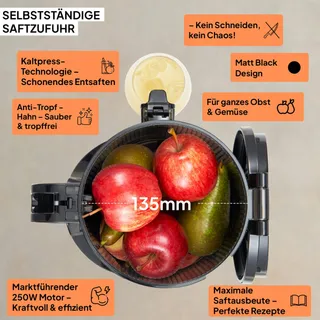 Elektrische Sapcentrifuge Groente Fruit 250W Zwart — miniatuur 3
