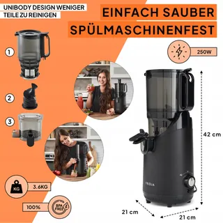 Elektrische Sapcentrifuge Groente Fruit 250W Zwart — miniatuur 4
