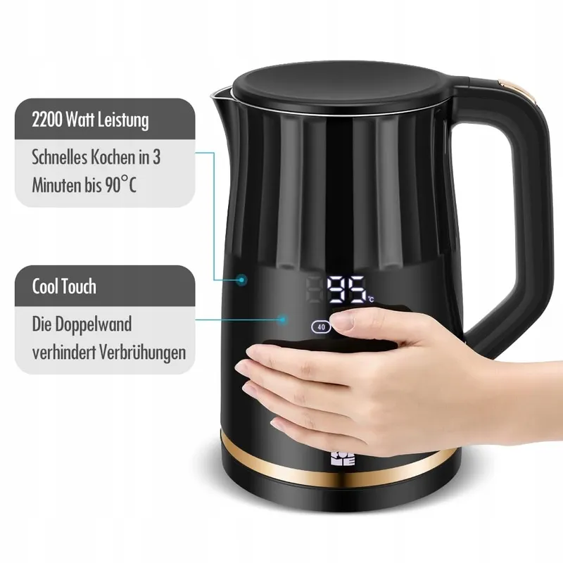 FORME RVS Waterkoker 1,7L Temperatuurregeling LED Display — foto 6