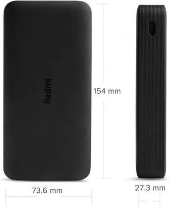 XIAOMI Redmi Powerbank 20000mAh 18W Snelladen USB-C USB-A Zwart — foto 3