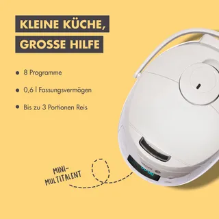 REISHUNGER Digitale Rijstkoker Klein Grijs 0,6L 3 Personen Timer — miniatuur 2