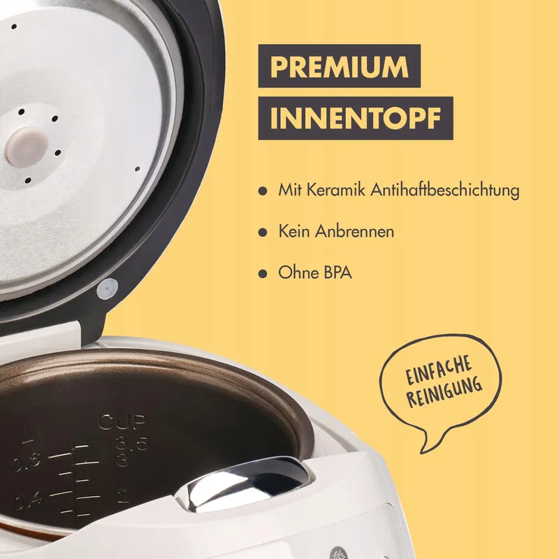 REISHUNGER Digitale Rijstkoker Klein Grijs 0,6L 3 Personen Timer — foto 6