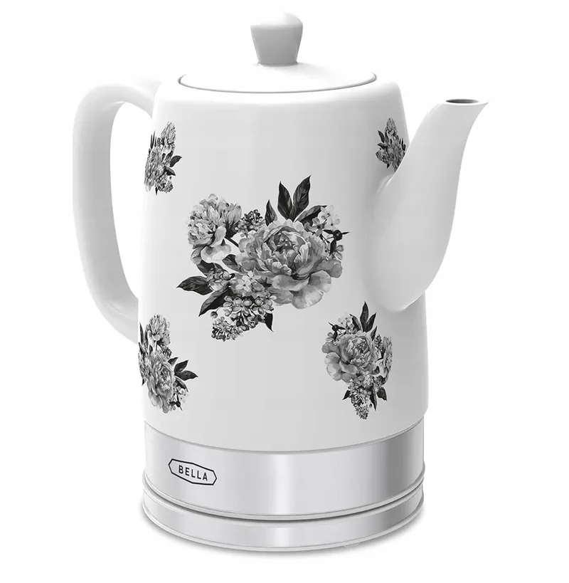 BELLA Keramische Waterkoker 1,5L Zwart Bloemenpatroon β foto 1