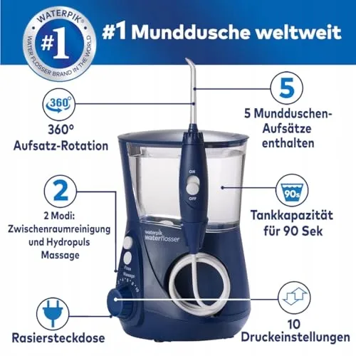 WATERPIK Ultra Professional Monddouche 7 Opzetstukken Blauw — foto 2