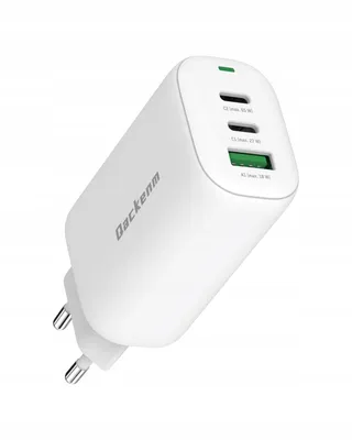 QACKENM USB C Oplader 65W 3-Poorts GaN Snelladen MacBook iPhone — miniatuur 1