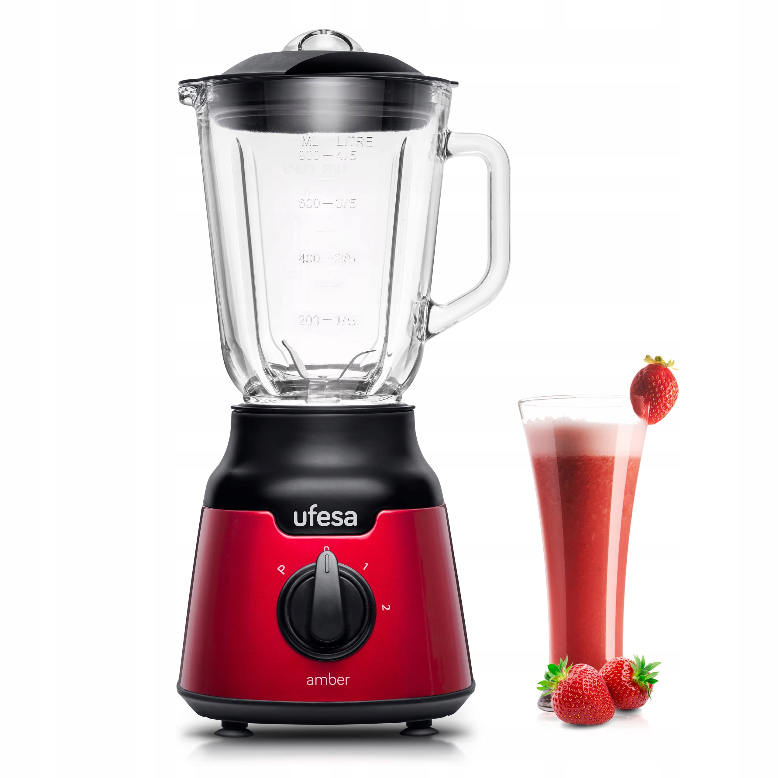 UFESA BS4100 Blender Rood Glas 0,8L 900W 2 Snelheden BPA-vrij