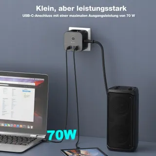 VEFVE Stekkerdoos 70W USB-C GaN 7-in-1 Laptop Telefoon — miniatuur 2