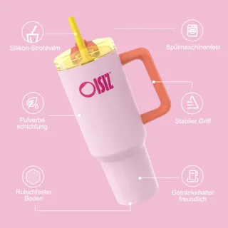 OISIZ Thermosbeker 1200ml Roestvrij Staal Handvat Rietje — miniatuur 2