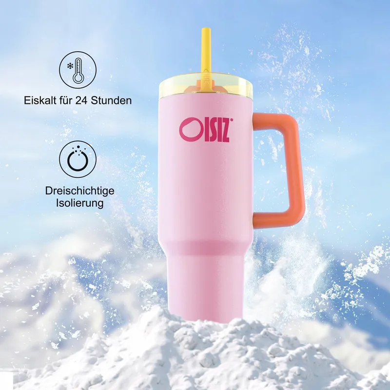 OISIZ Thermosbeker 1200ml Roestvrij Staal Handvat Rietje — foto 5