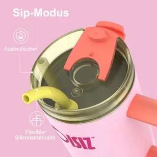 OISIZ Thermosbeker 1200ml Roestvrij Staal Handvat Rietje — miniatuur 3