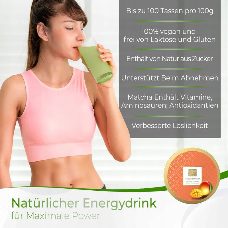 TEA UNIQO Mango Matcha Poeder IJs Latte Shakes Koken — foto 4