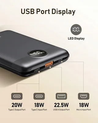 VEEKTOMX Powerbank 10000mAh 22,5W USB C Voor iPhone Samsung Huawei — miniatuur 6