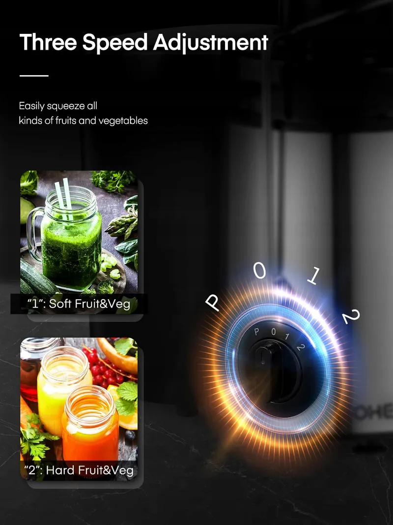 FOHERE Sapcentrifuge Groenten En Fruit 800W RVS Zilver — foto 3