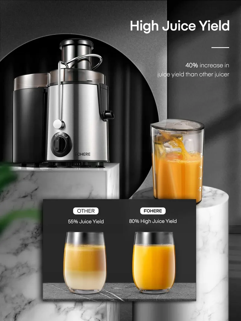 FOHERE Sapcentrifuge Groenten En Fruit 800W RVS Zilver — foto 7