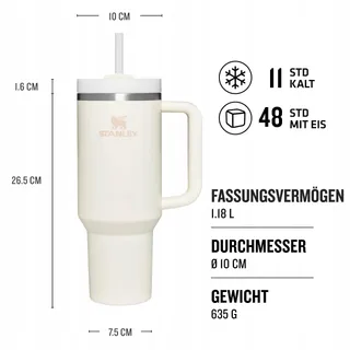 STANLEY Quencher H2.0 Thermosfles Met Rietje 1,2L Cream — miniatuur 2