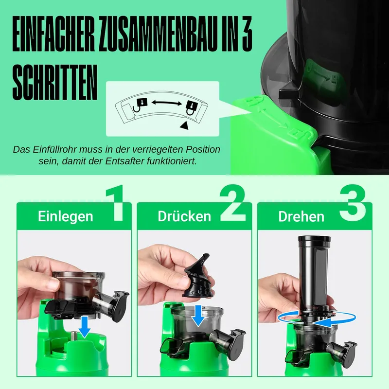 VENTRAY Ginnie Slow Juicer 60rpm 45mm BPA-vrij 100W Groen — foto 7