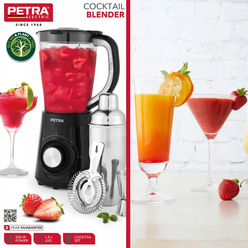 PETRA PT5619VDE Cocktailblender 500W 1,5L RVS 2 Snelheden — foto 2