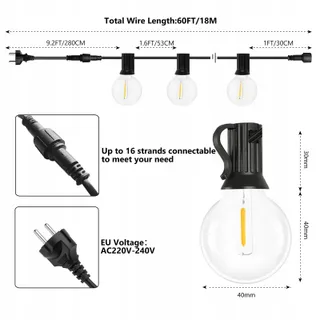 FANSANMY LED Lichtsnoer Buiten 18M G40 IP45 — miniatuur 5