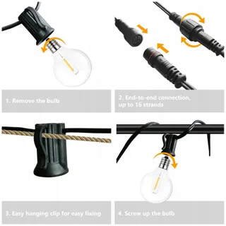 FANSANMY LED Lichtsnoer Buiten 18M G40 IP45 — miniatuur 4