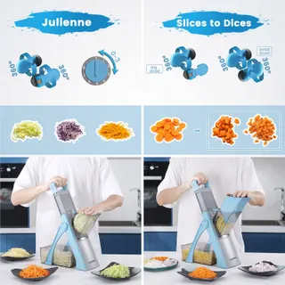 ONCE FOR ALL Groentesnijder Verstelbare Mandoline Blauw — miniatuur 4