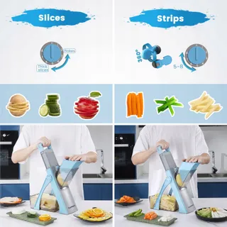 ONCE FOR ALL Groentesnijder Verstelbare Mandoline Blauw — miniatuur 3