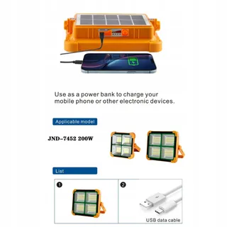 JANDEI Draagbare Solar LED Schijnwerper 100W 336 LED Powerbank — miniatuur 6
