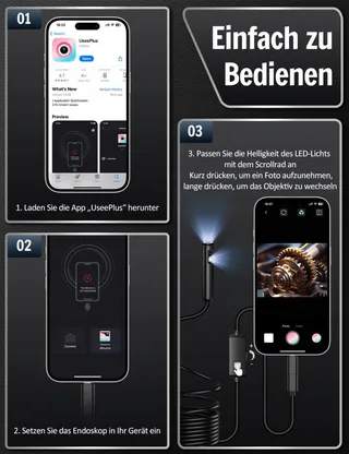 FERDIIZ Inspectiecamera 1920P HD Dubbele Lens IP67 LED Android iOS 5m — miniatuur 8